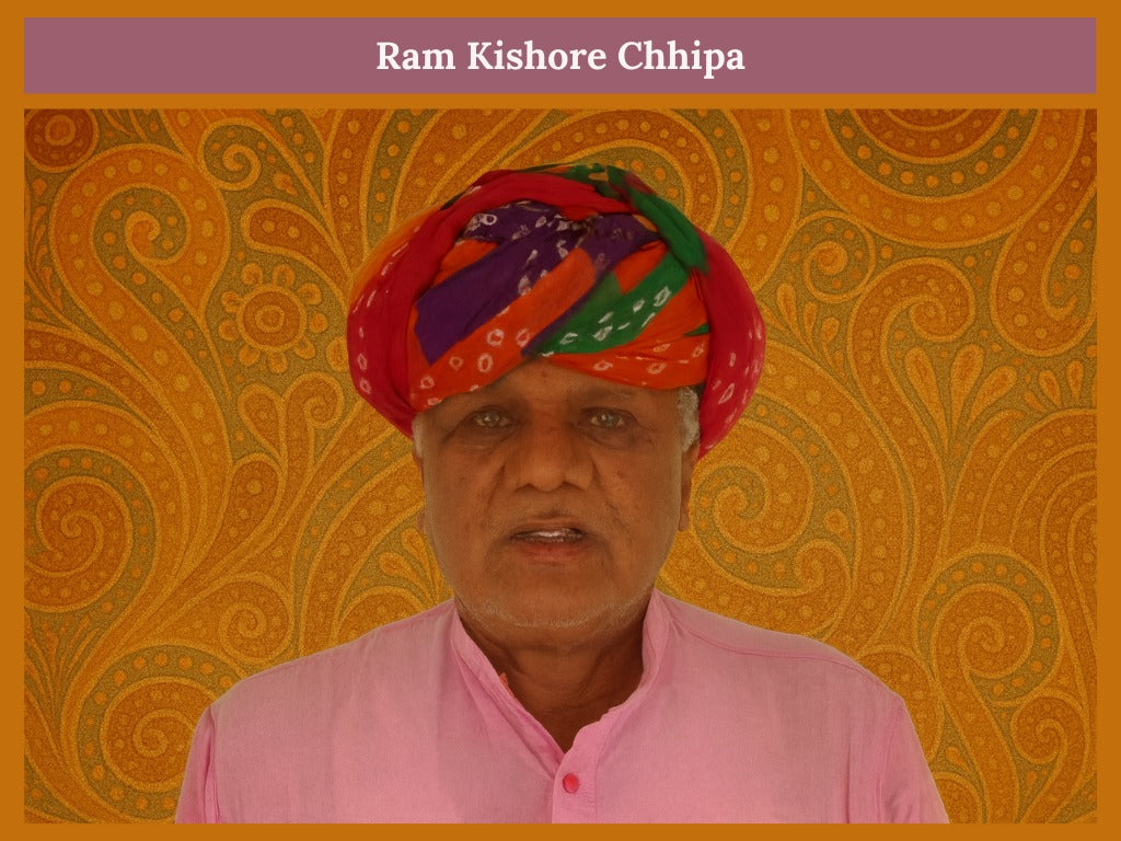 Ram Kishore Chippa, Padma Shri awardee and master artisan of Dabu hand block printing from Bagru, Rajasthan.